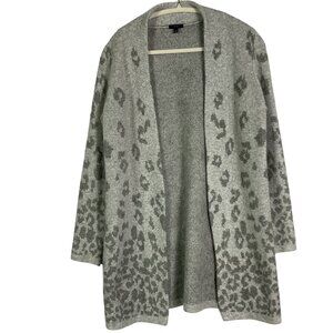 Talbots long gray ombre animal print cardigan, Small Petite